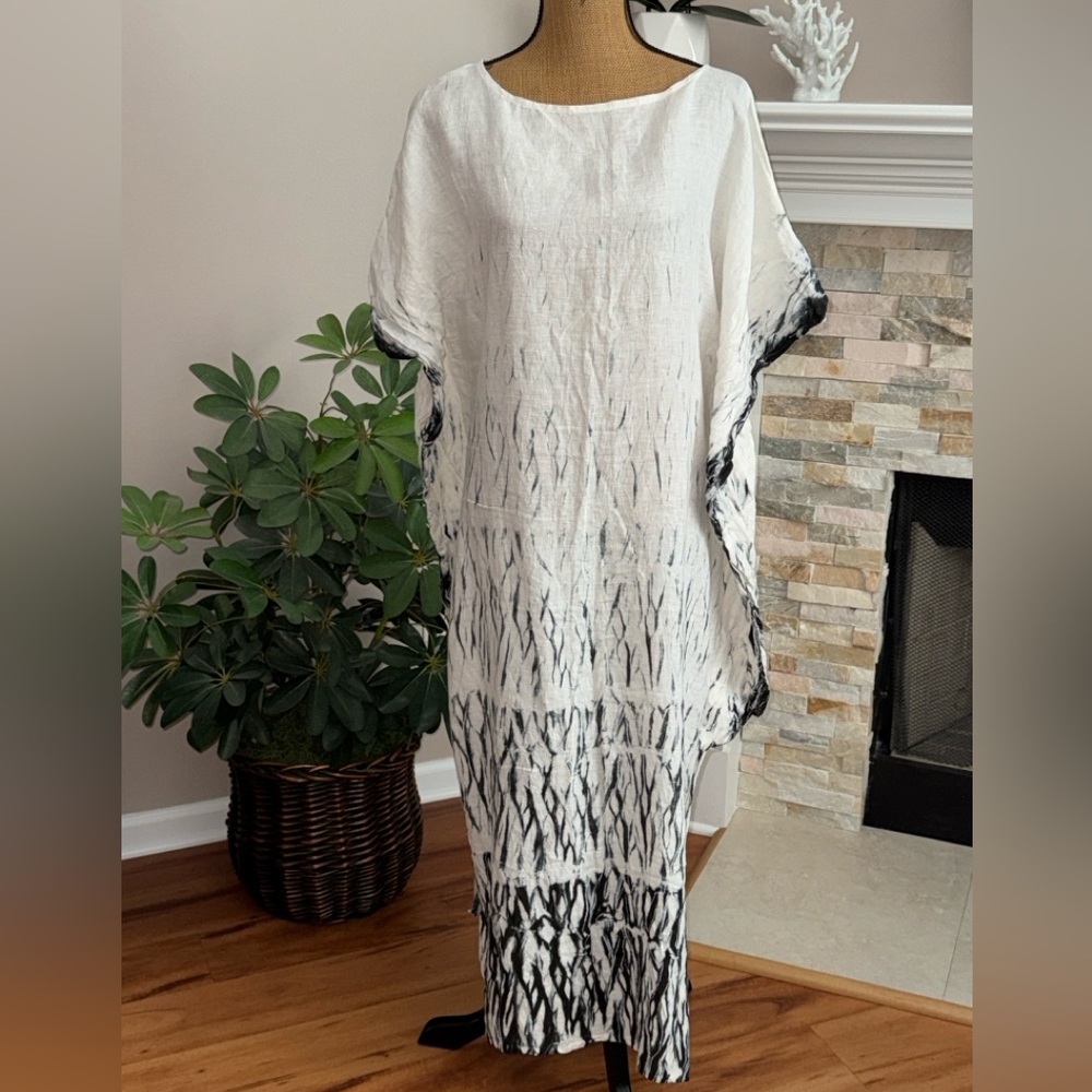 Hyena Brand BoHo tie dye Oversized rayon Cottagecore maxi woven Kaftan Dress M/L - Picture 7 of 11